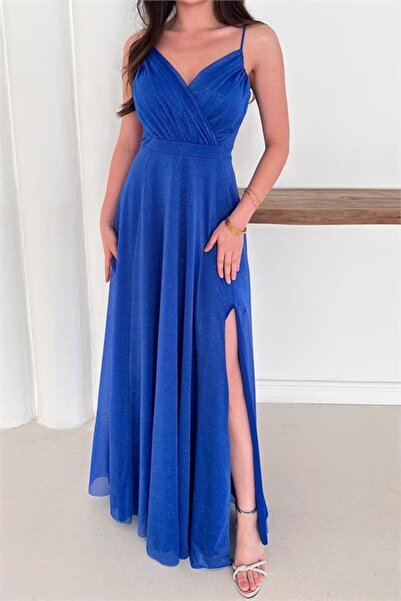 Dipmoda Rochie de seară pentru femei, bretea ajustabilă piese, cu fantă tul R...