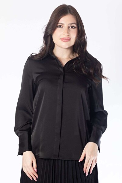 mica قميص نسائي سادة بأكمام طويلة