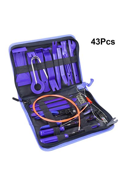 Choice 43PCS Blue Car Panel Fastener Clips Removal Tools Automotive Trim Panel Audio Clip Pliers Terminal R