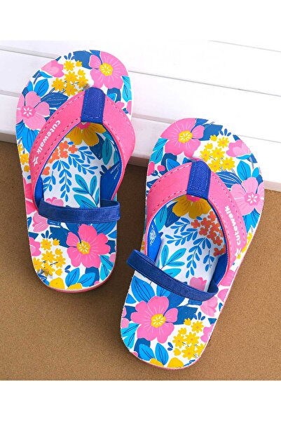 Cute Walk by Babyhug شبشب كيوت ووك من بيبي هاج مع حزام خلفي وطبعة زهور - وردي