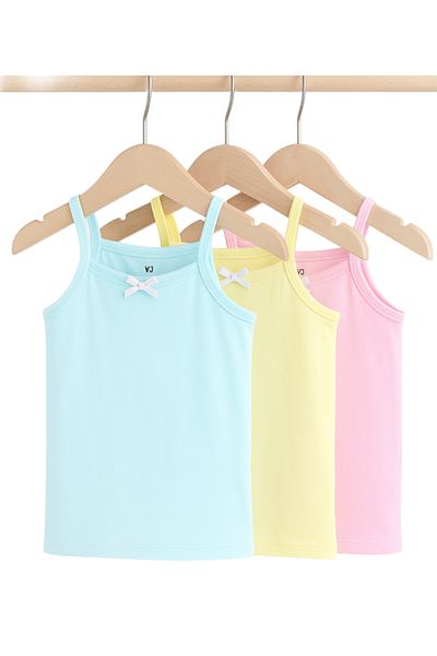 Victor and Jane 3-Pack Girls' Cotton Camisoles – Pastel Spaghetti Strap Essentials