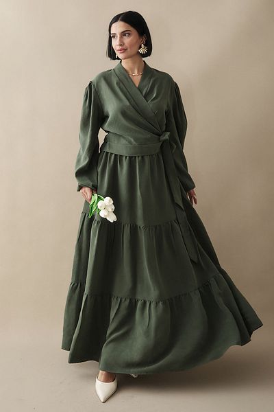 InStyle Modal Cupra Bolero Skirt Green Suit