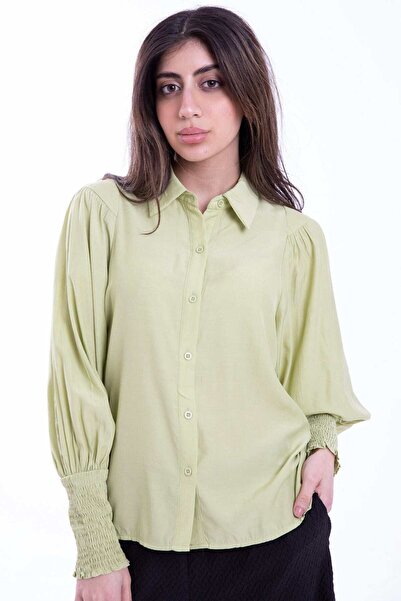 mica Women's Solid Long Sleeve Shirt with Front Buttons