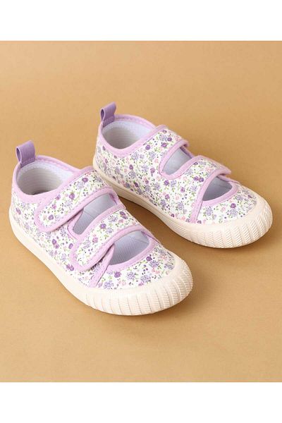 Cute Walk by Babyhug Cute Walk by Babyhug Velcro Closure Casual Shoes with Floral Print - Purple
