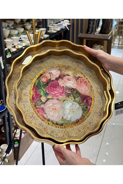 Onedekor 2Pcs Red Rose Luxury Tray