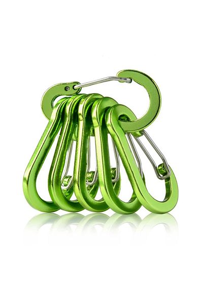 Choice Green 6pcs Carabiner Clip Aluminum Alloy Keychain Lock Buckle Snap D-Ring Clip Outdoor Backpack Camp