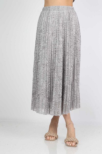 mica Women's Two-Layer Lace and Polyester Midi Skirt with Elastic Waist