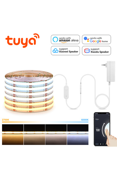 choice2 5M Kit USA Power Plug CCT 2700K-6500K Changeable Lamp Tuya Smart Home COB LED Strip Alexa Light Line