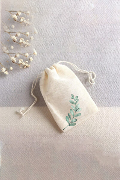 APRENDİ Doğal Bez Kese 10x15 cm (5 Adet) – Okaliptus Desenli | Lavanta, Takı,...