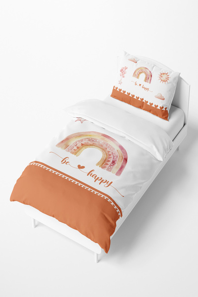 Talia Home طقم غطاء لحاف لغرفة الأطفال والرضع منقوش بألوان قوس قزح Be Happy T...