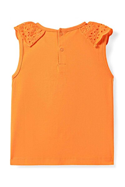 Babyhug Sleeveless Top & Frill Skirts Set with Orange Print - Orange & Blue