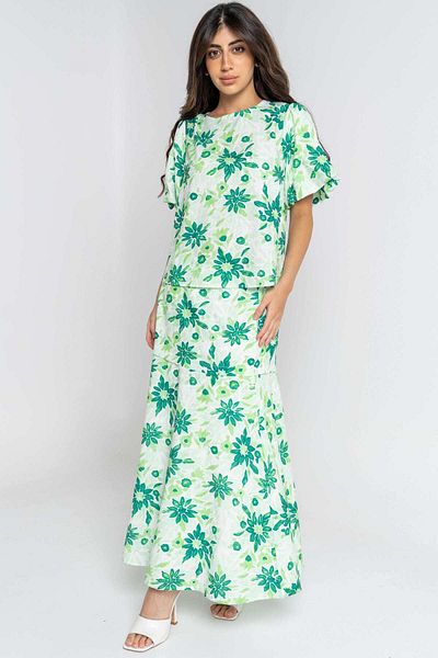 mica Wide Floral Midi Skirt