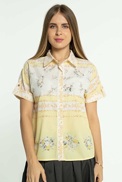 mica Women's Floral Button-Up Short Sleeve Shirt