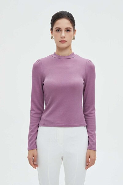 mica Women's Long Solid Blouse with Long Sleeves