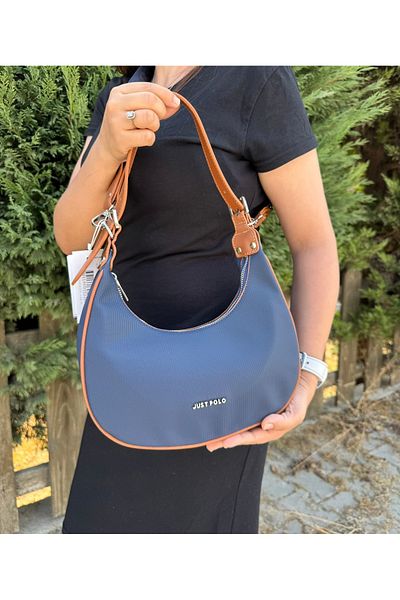 Just Polo Women's Navy Blue Tan Double Strap Comfortable and Stylish Model Waterproof Hand & Shoulder Bag Shoulder Bag