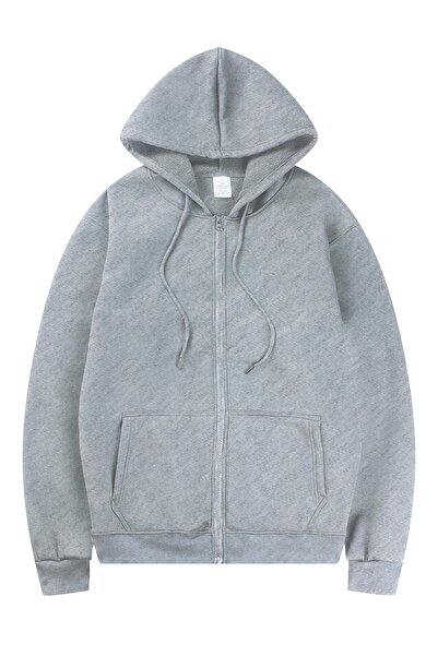 Lider Leather Jachetă cu glugă și fermoar, unisex, din amestec de bumbac cu 2...