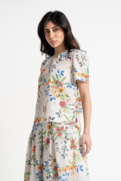 mica Women's Long Sleeve Floral Print Shirt