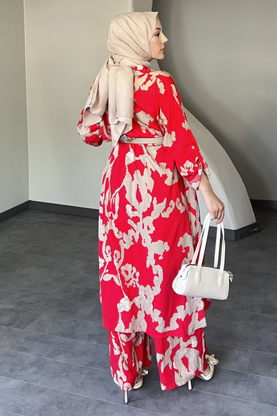 SaklıButik Piece Patterned Long Shirt Suit