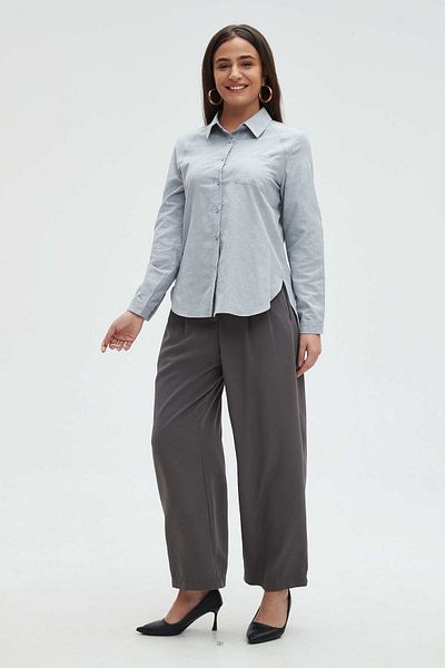 mica Solid Color Women's Long Sleeve Blouse