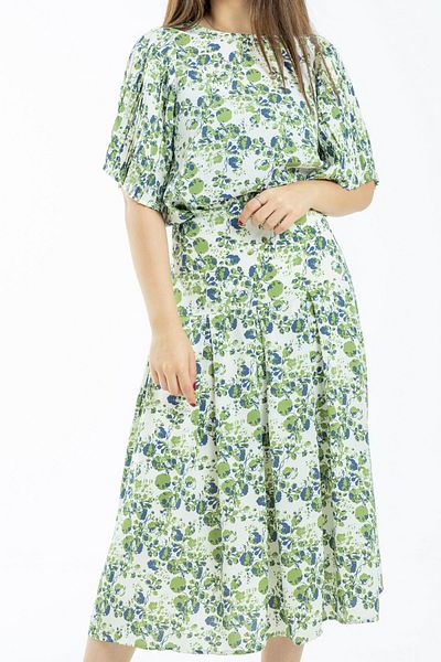 mica High-Waisted Floral Midi Skirt