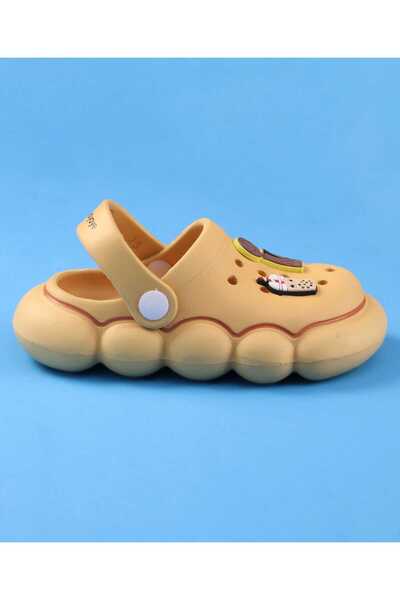 Babyoye Back Strap Clogs with Jibbitz Applique - Mustard