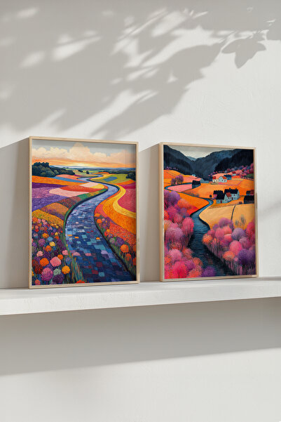 STARYUNA Set de 2 tablouri cu rama din lemn Yuna145