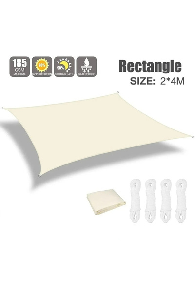 Choice مظلة شمسية مستطيلة مربعة مثلثة اللون بيج مقاس 2×4 متر، قماش مقاوم للأش...