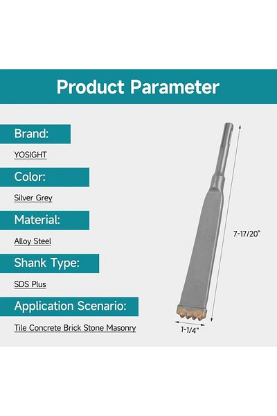 Choice 4 Tooth SDS PLUS Shank Electric Hammer Bit, 4-Tooth Tungsten Carbide Tipped Chisel, Durability Alloy