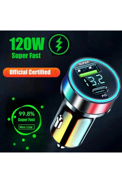 Choice 2 Port Super Fast USB Car Charger For iPhone 14 Pro Max 13 12 11 Samsung S23 S22 120W Quick Char...