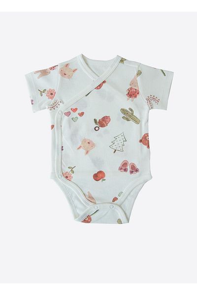kitikate Organic Bunny 3-Piece Double Breasted Short Sleeve Body Pink