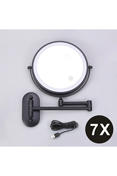 Choice10 مرآة مكياج سوداء مقاس 8 بوصات بمنفذ USB، مكبرة 3x/5x/7x/10x، قابلة ل...