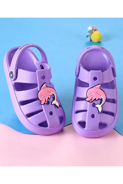 Cute Walk by Babyhug Clogs with Backstrap Closure & Dolphin Applique - Purple