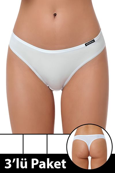 BRAINWEAR Women's 3 Pack Lycra Cotton Thong