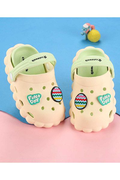 Cute Walk by Babyhug Cute Walk by Babyhug Clogs with Back Strap & Text Applique - Off White