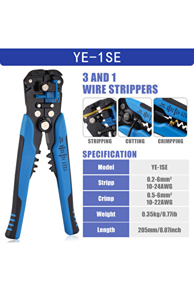 Choice كماشة وقاطعة كابلات متعددة الوظائف YE-1SE أوتوماتيكية مقاس 8 بوصات لسلك الكهرباء