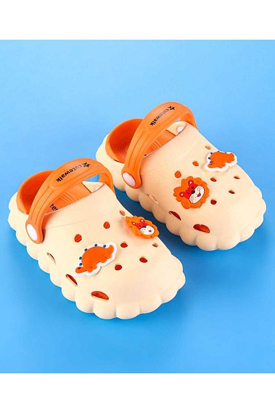 Cute Walk by Babyhug Clogs with Back Strap Closure & Turtle Applique - Orange
