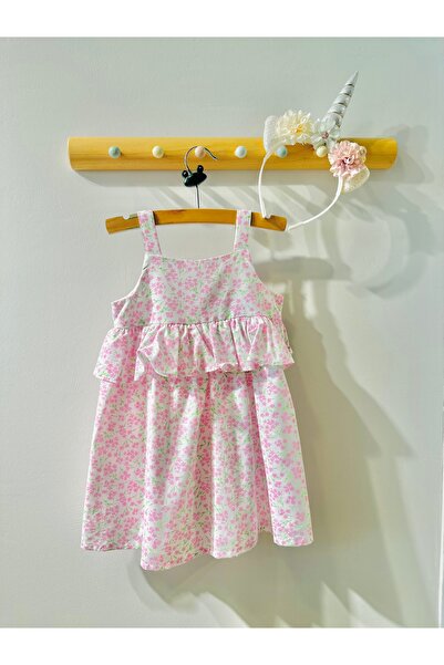 Mamino Kız Çocuk Çiçekli Elbise