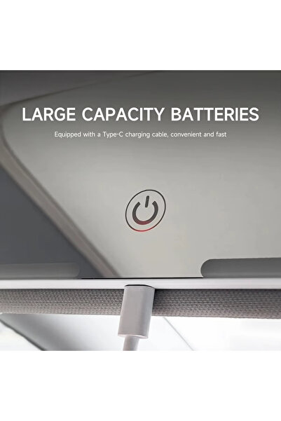 Choice WHITE Car interior mirror, sun visor, LED high-definition makeup mirror, 3-mode touch screen adjustm