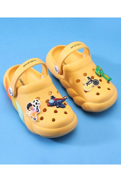 Babyoye Clogs with Strap Closure & Applique Detail - Yellow