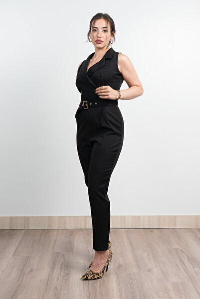 MissVina Ceket Yaka Kolsuz Cepli ve Kemerli Tulum 50334