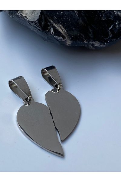 kurukafagift Steel Heart Pendant Double Friend Lover Silver Color