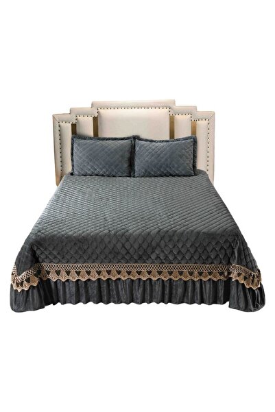 OEM Cuvertura si 2 Fete de perna, Catifea Matlasata cu Broderie, MS STAR, 3 piese, 2 persoane, Uni, 220X