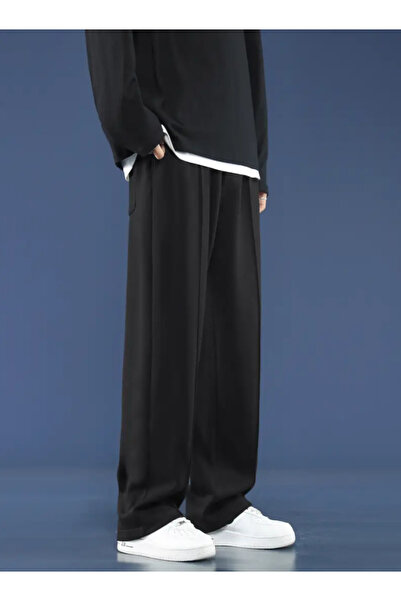CAONNES Kadın Siyah Büyük Beden Baggy Bol Kesim Pantolon ALTI Esnek Rahat Kumaş Eşofman Altı ŞAH MODAhjn