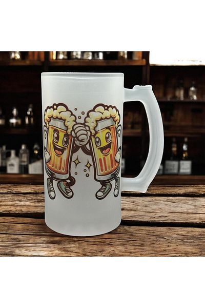 Marblestone Frosted Glass Beer Glass - 400 ml |   Cold Enjoyment Is Indispensable!