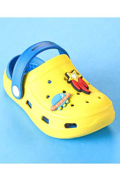 Cute Walk by Babyhug Cute Walk by Babyhug Clogs with Back Strap & UFO Applique - Yellow & Blue