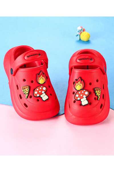 Cute Walk by Babyhug Clogs with Back Strap & Mushroom Applique - Red