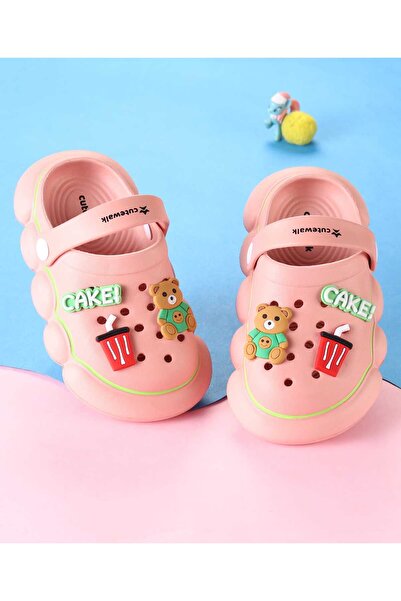 Cute Walk by Babyhug Clogs With Back Strap Closure & Bear Applique - Pink