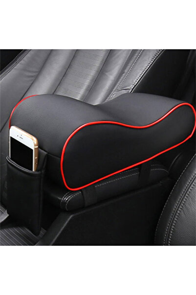 Choice وسادة مسند ذراع من إسفنج الذاكرة باللونين الأسود والأحمر لوحدة التحكم المركزية للسيارة مع حامل للهاتف المحمول
