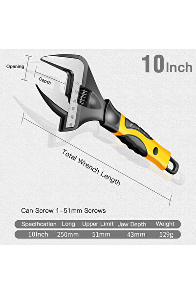 Choice3 10 inch AIRAJ Adjustable Wrench Stainless Steel Universal Spanner Bat...