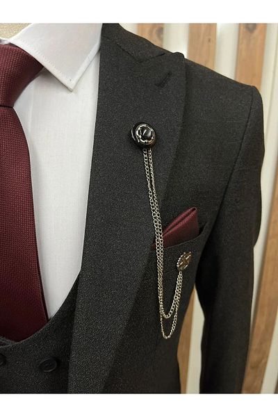 BYBEYEMS GİYİM L Royal Anthracite Vest Suit